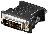 Перехідник моніторний Goobay DVI-VGA HD15 M/F адаптер прямий 12+5 Nickel Gold чорний (75.06.9971)