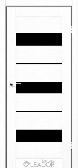 Двери Леадор экспресс/ Leador Express Modena  Білий льон, чорне скло, фото 1