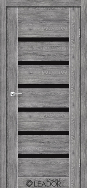 Двери Леадор экспресс/ Leador Express Milan Клен Грей чорне скло, фото 1