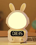 Нічник годинник будильник з таймером Кролик Rabbit clock для дітей на акумуляторі, фото 5
