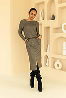 Удобное теплое трикотажное платье с люрексом 44-50 размеры разные цвета оливковая