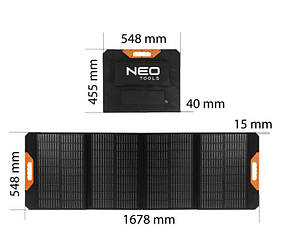 Портативна сонячна панель 140 Вт, сонячний зарядний пристрій, Neo Tools, 90-142