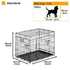 Металева клітка для дорослих собак до 40 кг розкладна DOG-INN 105 Ferplast 108.5x 72.7 x h 76.8cm, фото 3