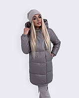 Куртка женская теплая зимняя с эко кожи S M L. Куртка женская зимняя с капюшоном с эко кожи теплая 42 44 46