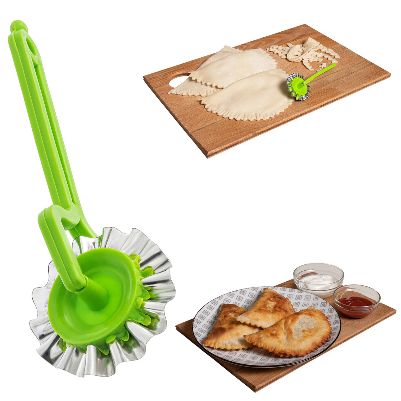 Колесо ніж ролик тісторіз вузький зубчастий фігурний для тіста та вирізування чебуреків