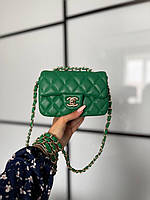 Женская сумка Шанель зеленая Chanel Green искуственная кожа
