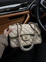 Женская сумка Шанель бежевая Chanel jumbo Beige искуственная кожа