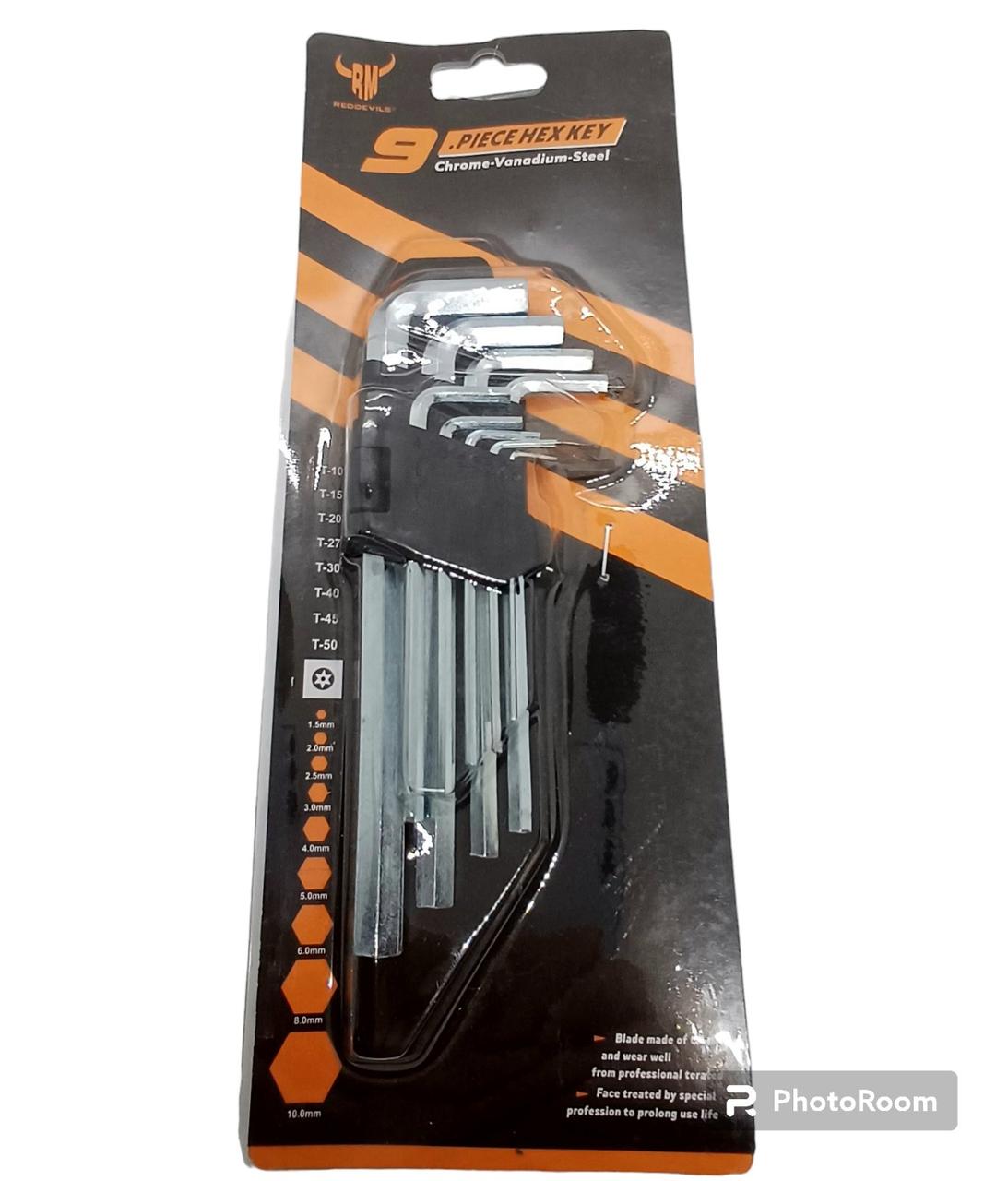 Ключі шестигранні 1.5-10 мм середні, 9 шт.