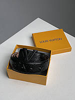 Louis Vuitton Leather Belt Embossing Black/Black 105 x 3.7 cм