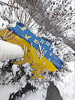 Годинник прапор з епоксидної смоли карта України з колосками і гербом 55х33 см журавлі і напис Слава Україні