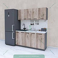 Готовая маленькая кухня в сборе 1.6 м, модульный кухонный гарнитур 160 см, Кухонные комплекты Аликанте-Антрацит