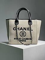 Женская сумка Шанель бежевая Chanel Deauville Large Shopping Bag Beige