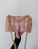 Женская сумка Боттега Венета розовая Bottega Veneta Pink The Chain Cassette