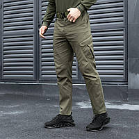 Штаны карго мужские весенние с карманами хаки Pobedov Tactical V2