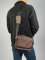 Мужская сумка Луи Виттон коричневая Louis Vuitton Trio Messenger Brown Chess