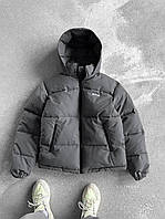 Мужская куртка теплая (серая) стильная молодежная водоотталкивающая плащевка-парашютка с капюшоном slozmos4