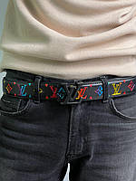 Женский ремень Луи Виттон черный пояс Louis Vuitton Rainbow Belt Black/Black