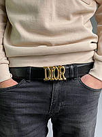 Женский ремень Кристиан Диор черный пояс Christian Dior Leather Belt Black/Gold