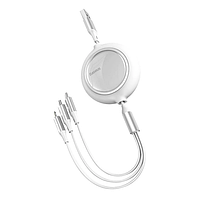 Кабель Baseus Bright Mirror 3-in-1 Cable USB to MicroUSB+Lightning+Type-C 3.5A 1.2m CAMLT-MJ02 white