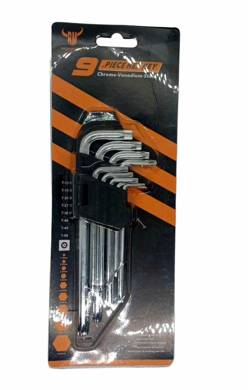 Ключі шестигранні Torx (зірочка) T10-T50, середні, 9 шт.