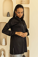 Модная шелковая блуза свободного кроя рубашка 42-52 размеры разные цвета черная 52