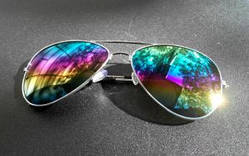 Окуляри POLICE стиль райдужний перелив оправа срібло