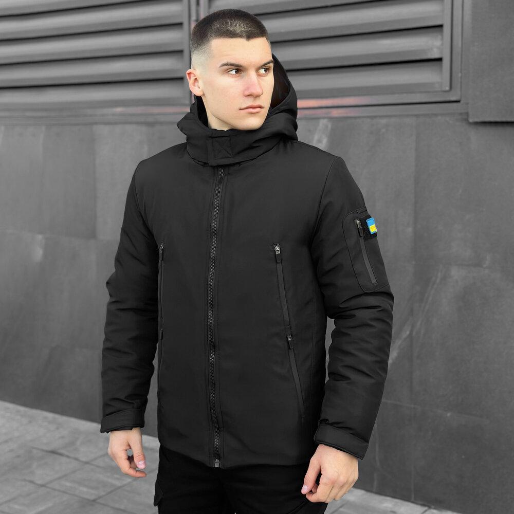 Чоловіча зимова куртка з капюшоном Winter Jacket Motive, чоловіча чорна зимова куртка