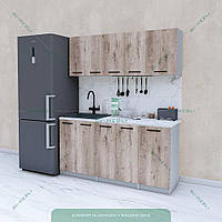 Готовая маленькая кухня в сборе 1.6 м, модульный кухонный гарнитур 160 см, Кухонные комплекты Аликанте-Светлый серый