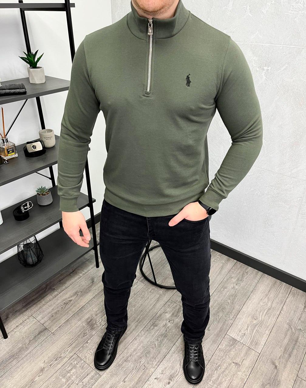 Чоловічий гольф під горло на змійці Ralph Lauren H4112 хакі, фото 1