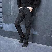 Брюки карго мужские зимние с карманами черные San Andreas, зимние черные брюки, теплые зимние черные брюки