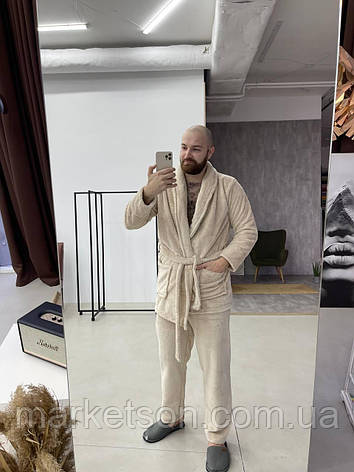 Чоловіча піжама махрова тепла домашній костюм L,XL,2XL,3XL, фото 1