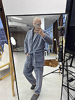 Теплая пижама махровая мужская домашний костюм L,XL,2XL,3XL