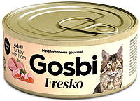 Влажный корм Gosbi Fresko Cat Adult Turkey & Ham Консерва с индейкой и ветчиной 70 грамм