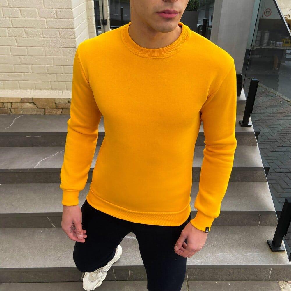 Світшот чоловічий однотонний жовтий Pobedov 007 ЗИМА