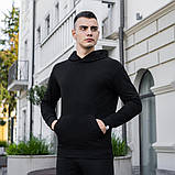 Чоловіче демісезонне худі з капюшоном чорне Pobedov 97, фото 3