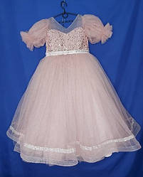 Дитяче ошатне плаття бальне з рукавчами Белла 8-9 років Пудра