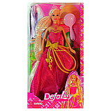 Лялька шарнірна з аксесуарами, Лялька DEFA 8195, Лялька Defa Lucy 8195 червона сукня з гребінцем, Дитяча шарнірна лялька, фото 2