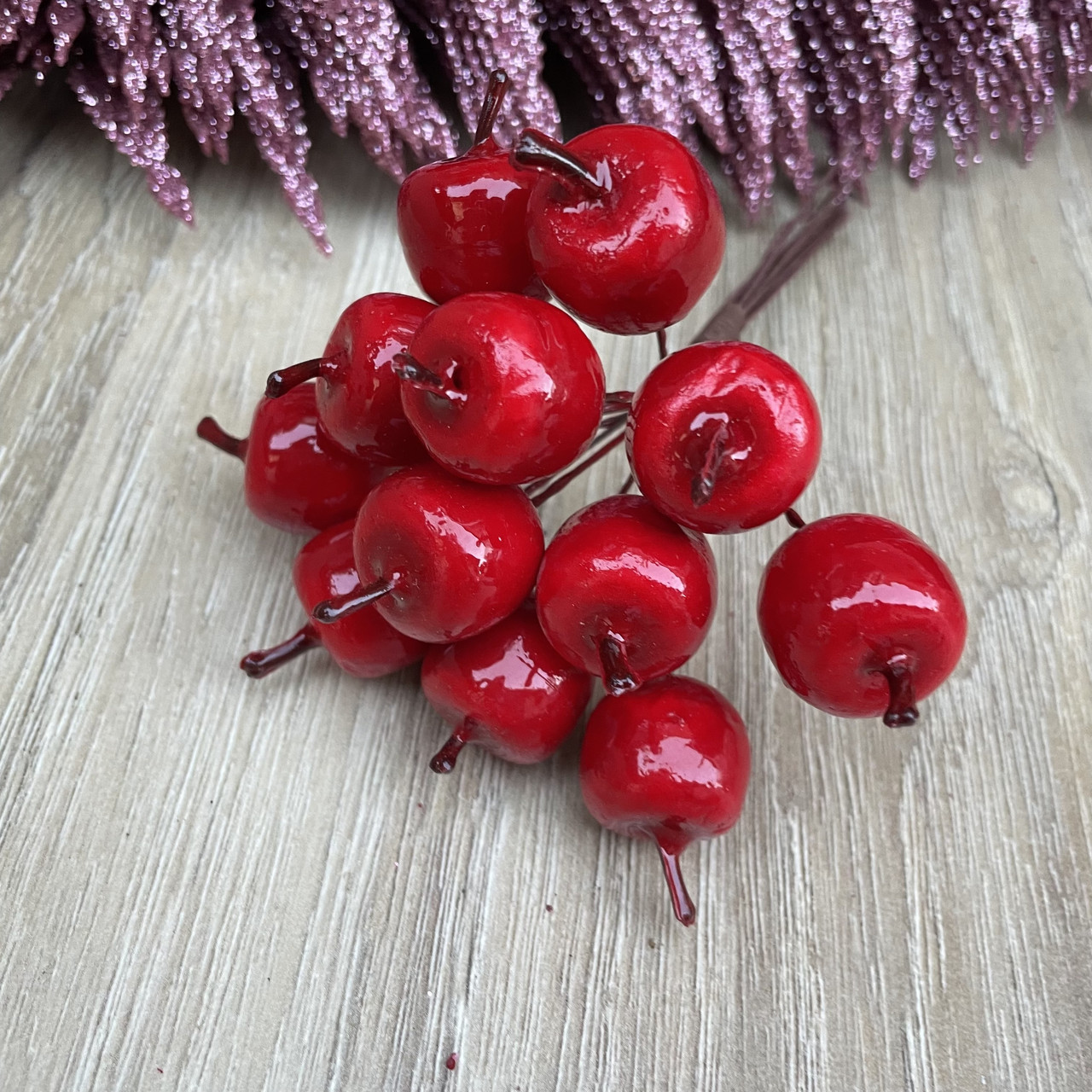 Декоративний пучок яблук 12шт, 11см червоні, фото 1