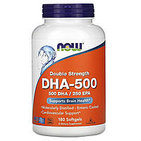 Докозагексаеновая кислота (ДГК) DHA-500 Now Foods двойная сила 180 гелевых капсул