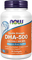 Докозагексаеновая кислота (ДГК) DHA-500 Now Foods двойная сила 90 гелевых капсул