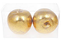 Набор декоративных яблок на подвесе BonaDi 10 см 2 шт Золотистый (130-412)