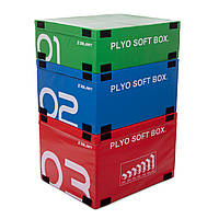 Бокс плиометрический мягкий набор Zelart PLYO BOXES FI-3634 3шт 90х75х30/45/60см зеленый/синий/красный