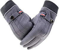Зимние мужские теплые замшевые тактильные перчатки Alleo Серый one size