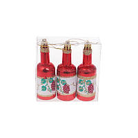 Набор елочных украшений BonaDi Бутылки 3 шт 10 см Красный (195-D32)