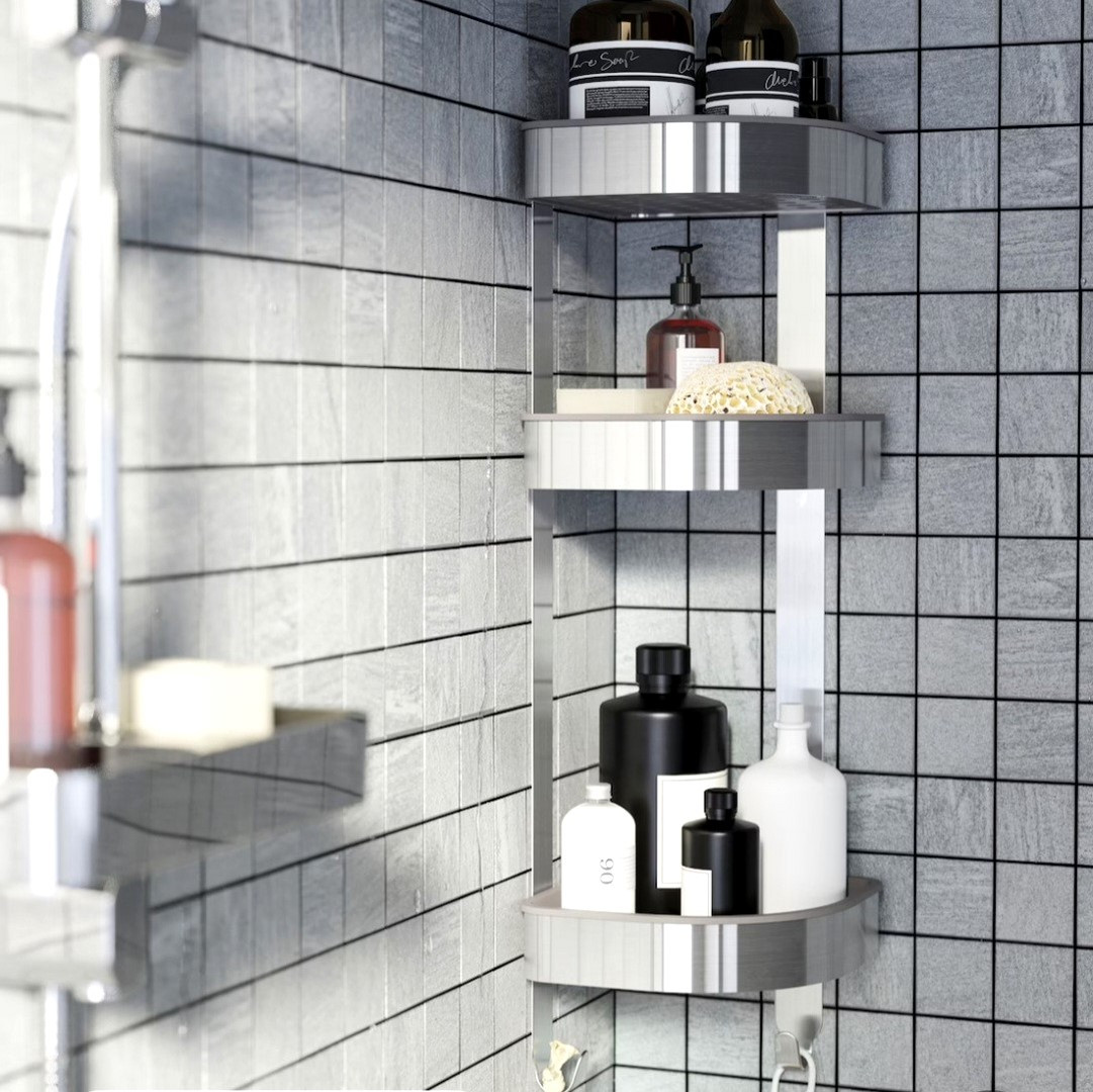 Металеві полички для ванної кімнати, Кутова полиця у ванну неіржавка IKEA, SLK