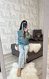 Махрова жіноча піжама Теплий жіночий костюм для дому кофта та штани Fellix, фото 3