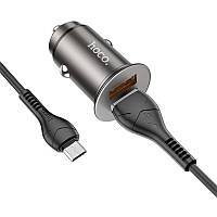 Автомобильное зарядное устройство Hoco NZ1 36W QC3.0 USB на Micro-USB Серый