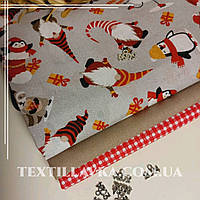Новогодний набор хлопковой ткани для рукоделия из 3 шт.Скандинавский гном,снеговики