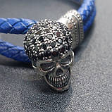 Браслет зі шкіри — вставка Тризуб зі срібла, фото 2