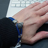 Браслет зі шкіри — вставка Тризуб зі срібла, фото 4